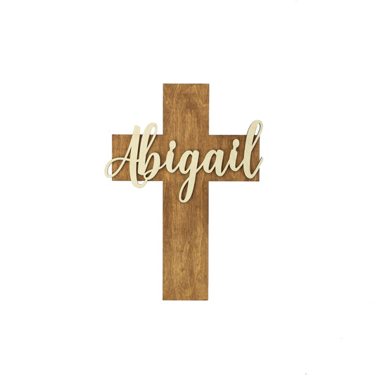 Baptism Gift and First Communion Gift, Wooden Name Cross