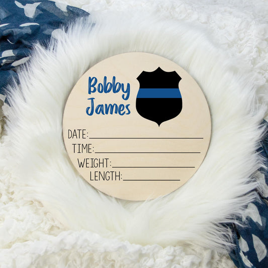 Police, Policeman Wooden Birth Stat Sign B17