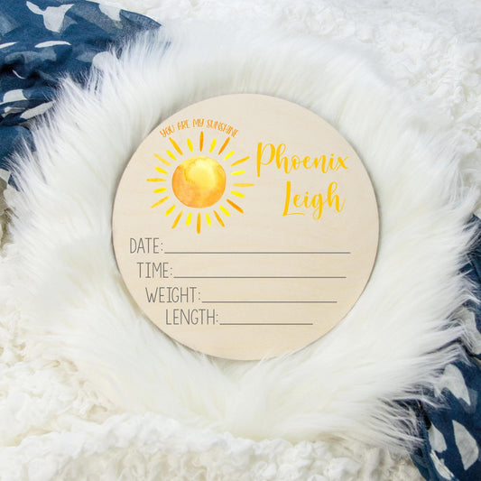 You Are My Sunshine, Wooden Birth Stat Sign