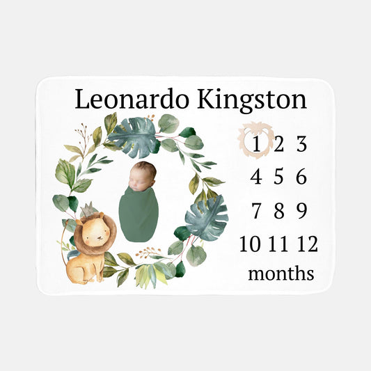 Lion Baby Milestone Blanket, Boy S5