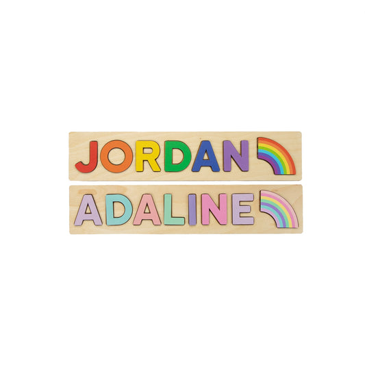 Wooden Name Puzzle, Rainbow Baby Nursery Decor,