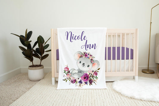 Koala Floral Baby Blanket