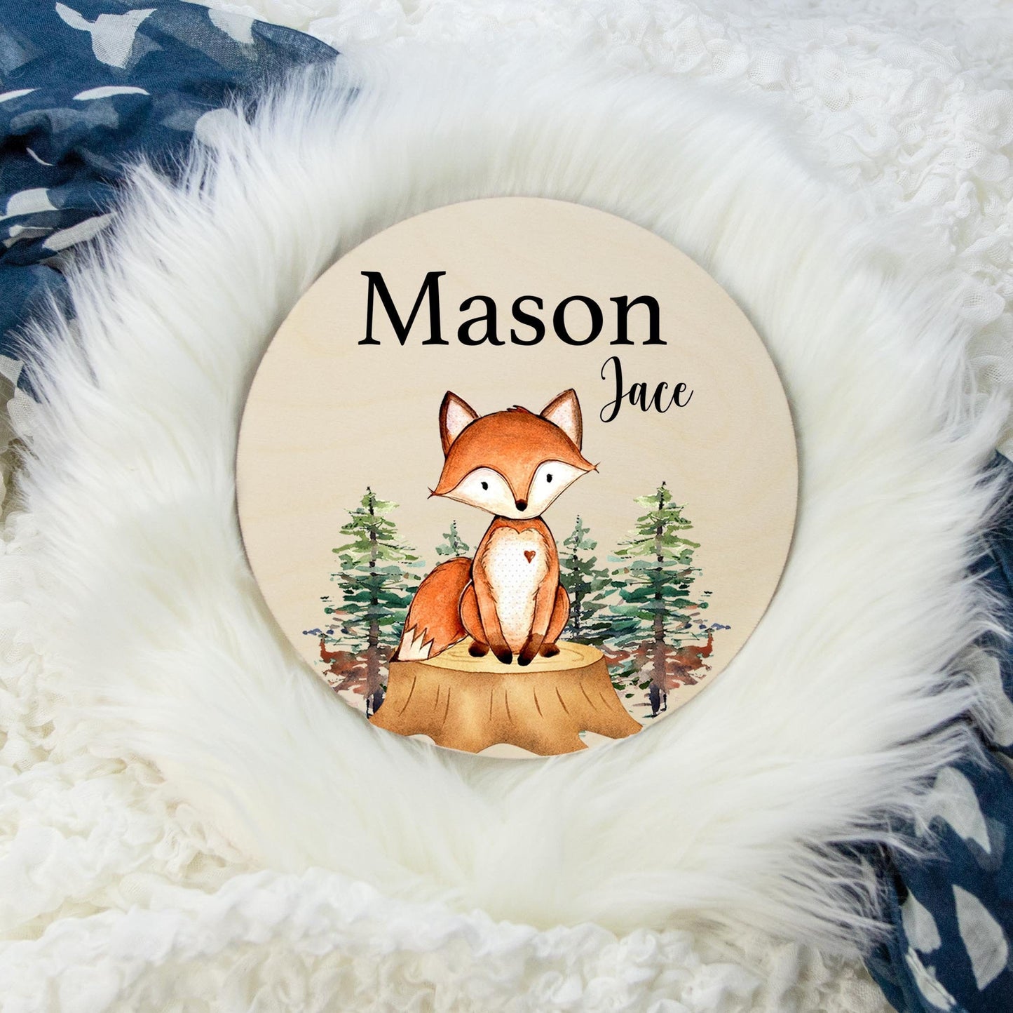 Round Wood Name Sign, Woodland Fox W3