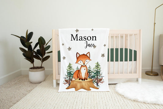 Fox Nursery Baby Blanket, Woodland Animal, W3