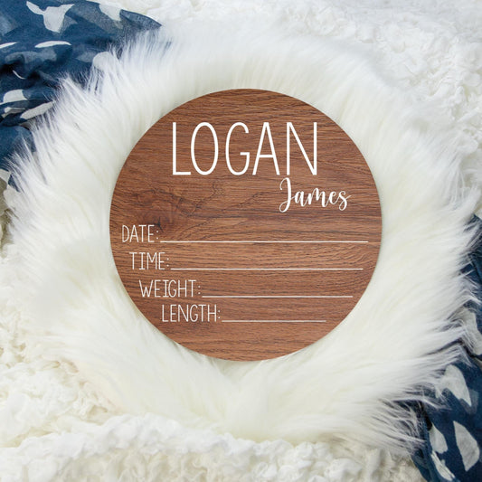 Minimalist Modern Style Wooden Birth Stat Sign