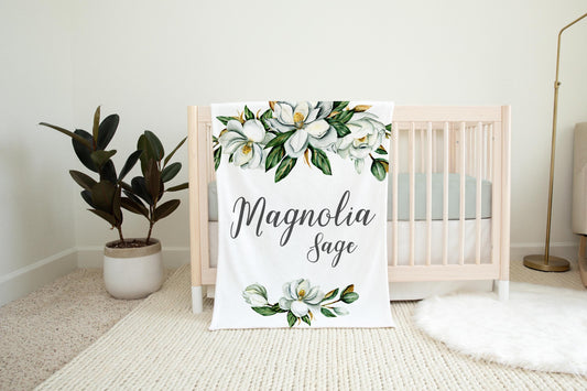 Personalized Baby Blanket, Magnolia Blossom Girl F1