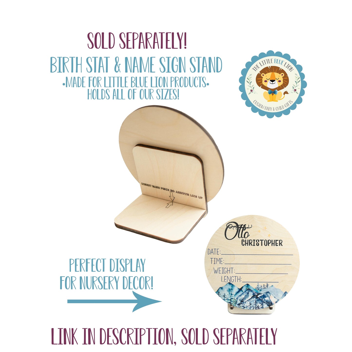 Whale Ocean Wooden Birth Stat Sign O12