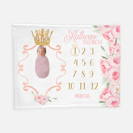 Princess Crown Milestone Blanket, Girl G1