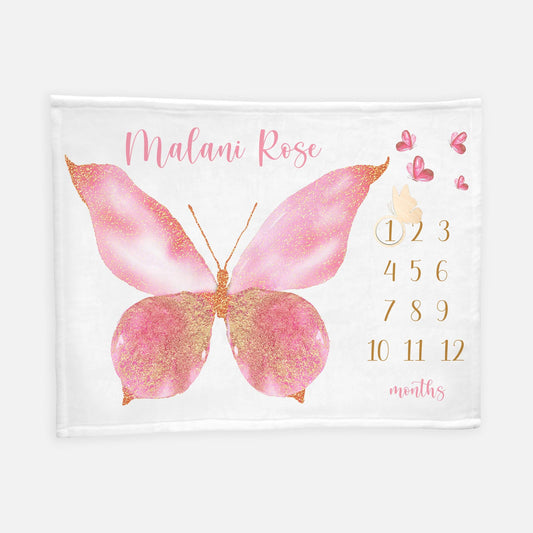 Butterfly Baby Girl Milestone Blanket, G5