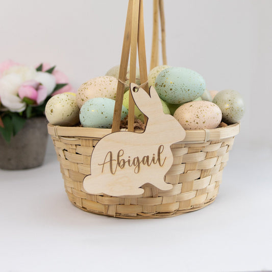 Easter Basket Bunny Wood Name Tag