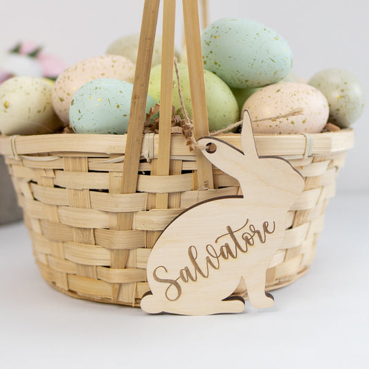 Easter Basket Bunny Wood Name Tag