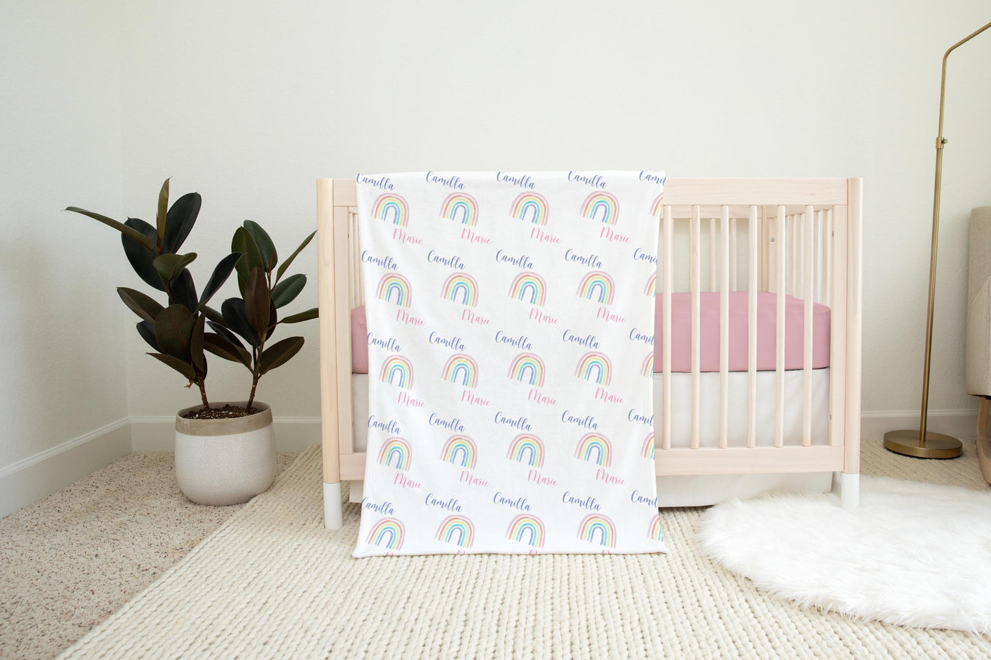 Pastel Rainbow Baby Swaddle Blanket, T28