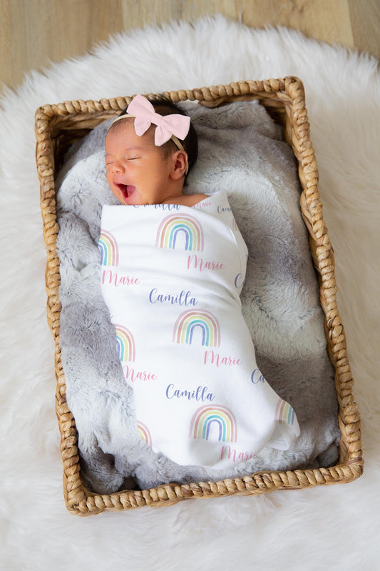 Pastel Rainbow Baby Swaddle Blanket, T28