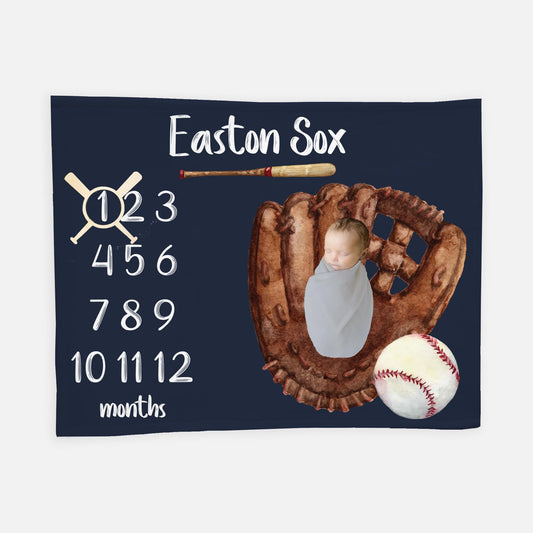 Boy Baseball Milestone Blanket, B1