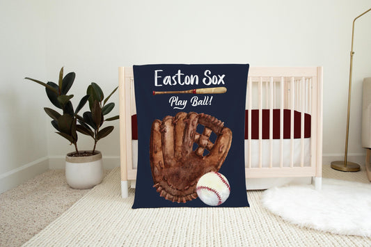 Baseball Blanket, Crib Bedding, Sports Theme B1