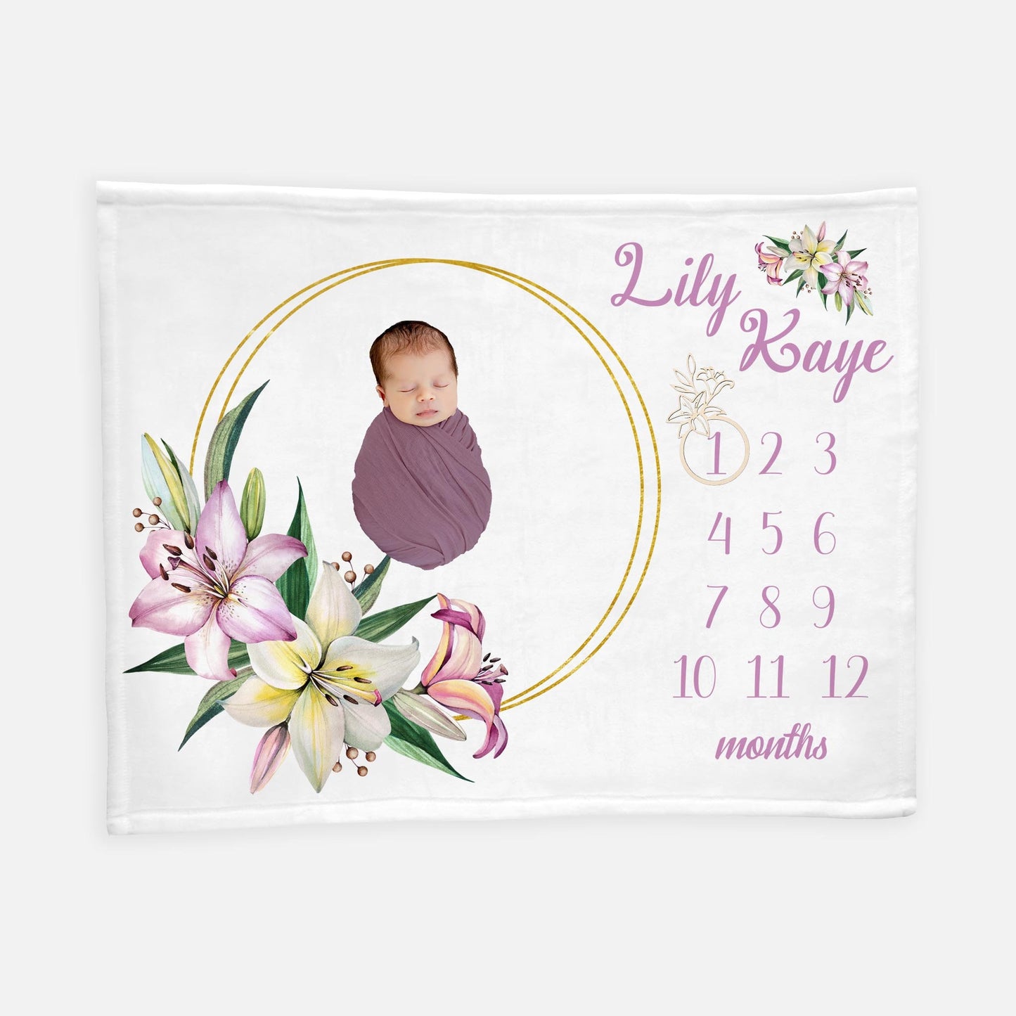 Lily Baby Girl Milestone Blanket, F10