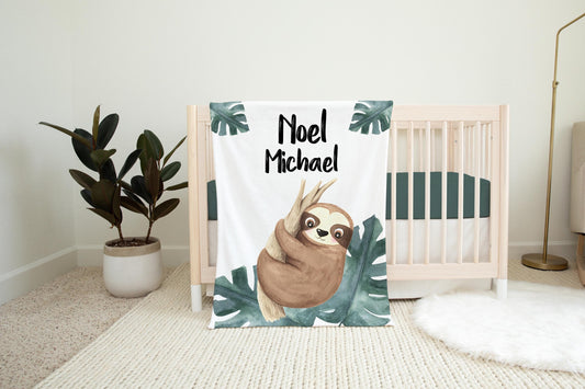 Sloth Baby Blanket, Boy Sloth S33