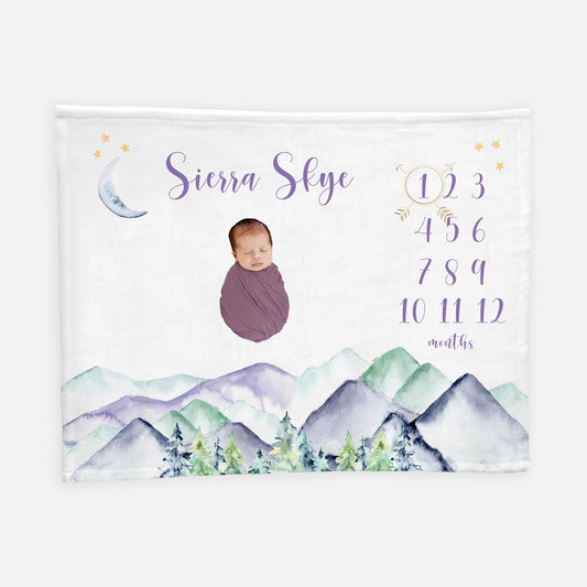 Girl Mountains Baby Milestone Blanket, M11