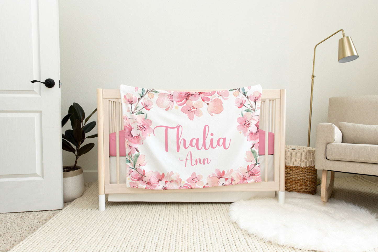 Personalized Baby Blanket, Cherry Blossom F27