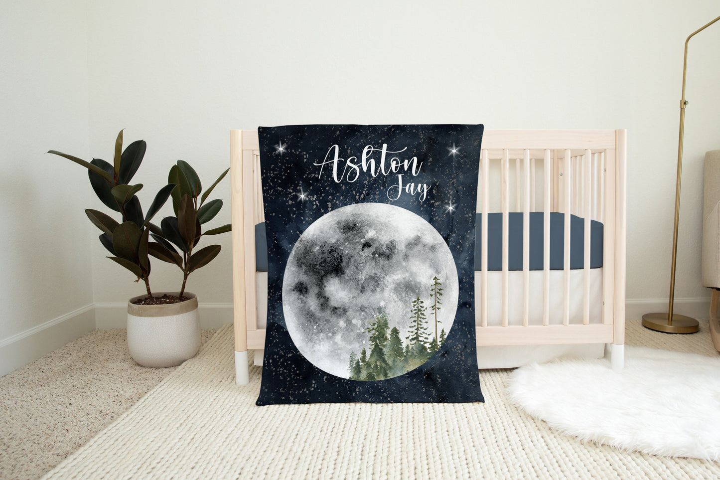 Luna Full Moon Forest Baby Boy Blanket, T6