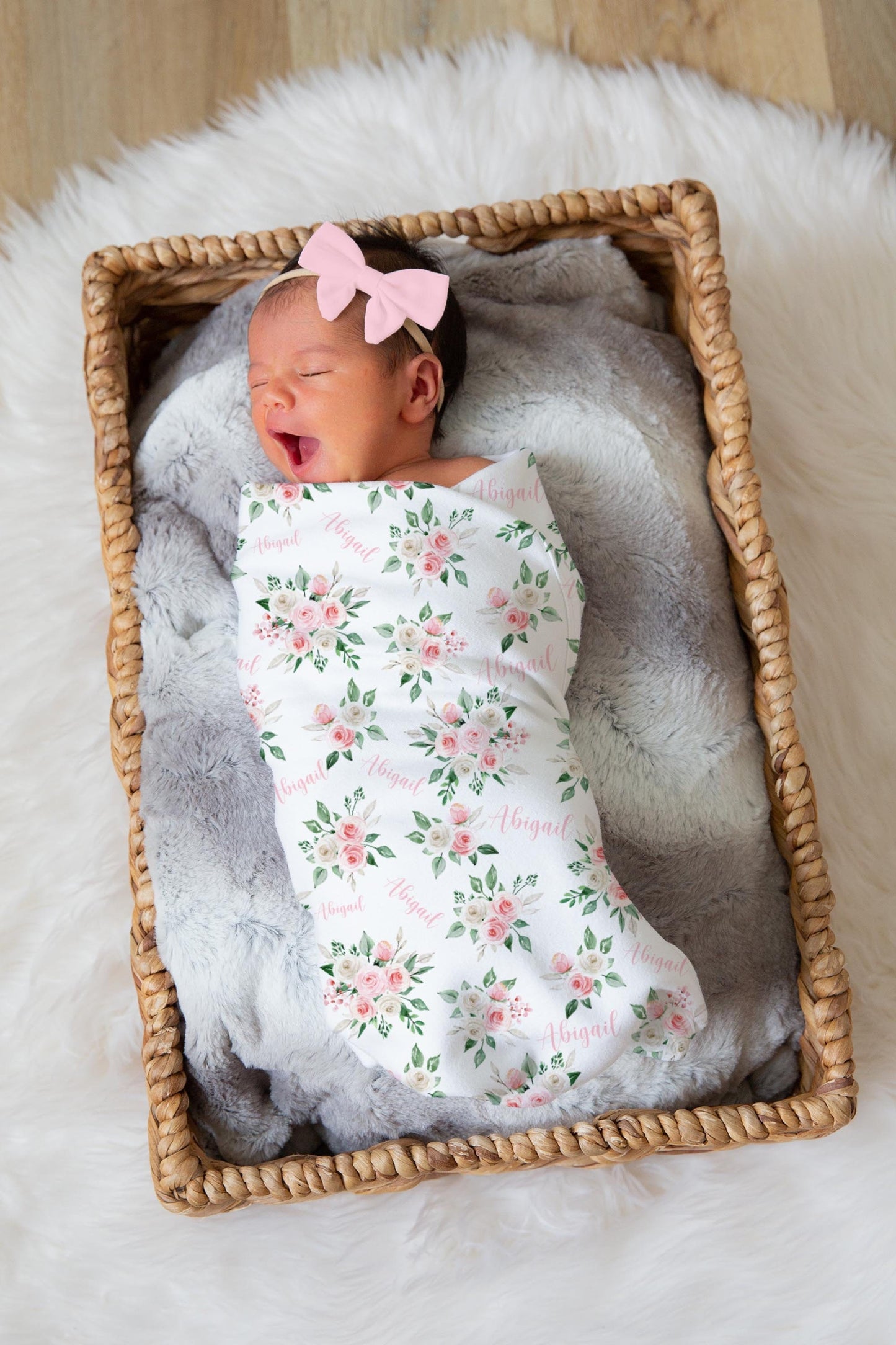 Pink Rose Swaddle Set, Floral F31