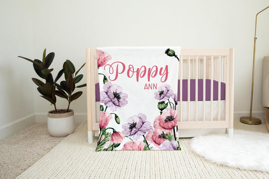 Pink and Purple Poppy Girl Blanket, F15