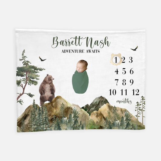 Bear Milestone Blanket, Woodland Adventure, W6