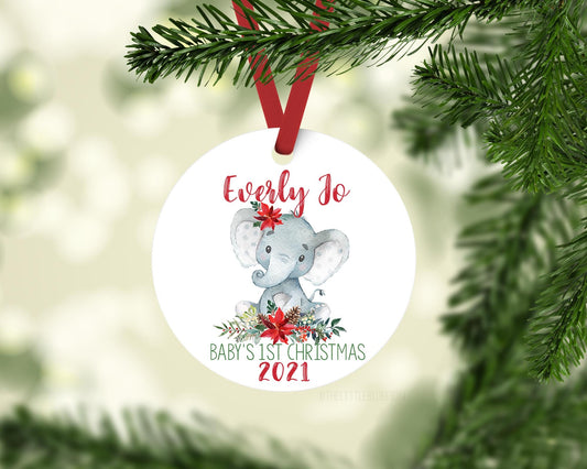 Elephant Baby 1st Christmas Ornament
