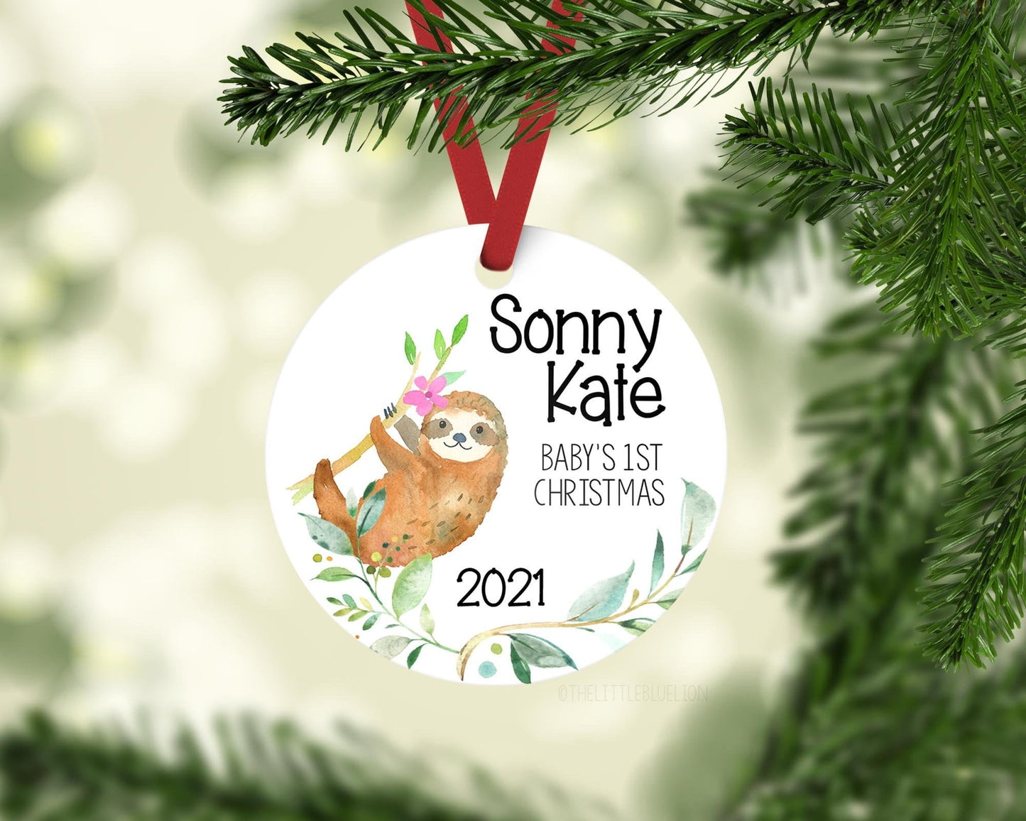 Sloth Baby 1st Christmas Ornament,