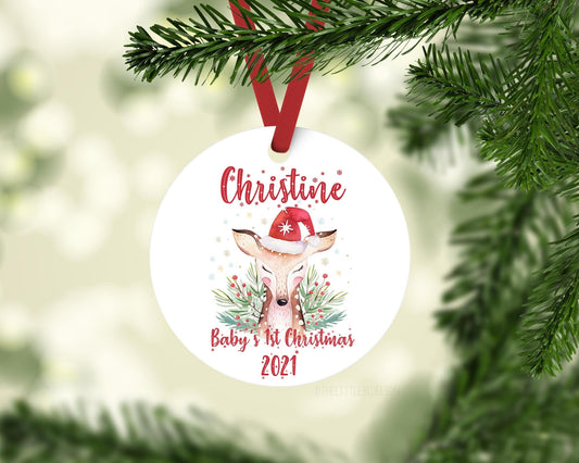 Deer Doe Baby 1st Christmas Ornament