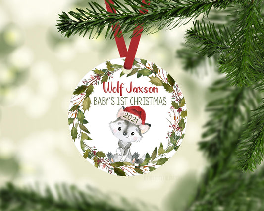 Wolf Baby First Christmas Ornament