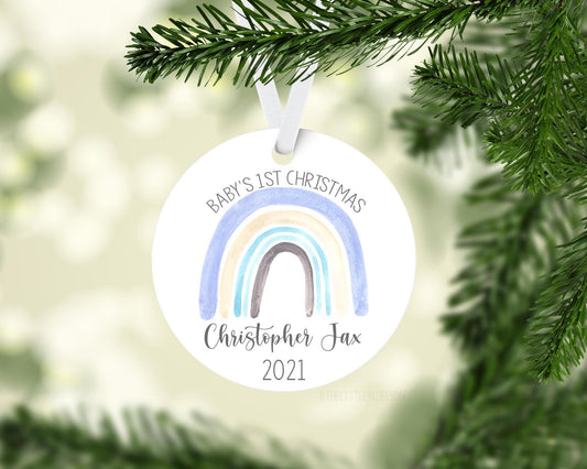 Blue Rainbow Baby First Christmas Ornament, T29