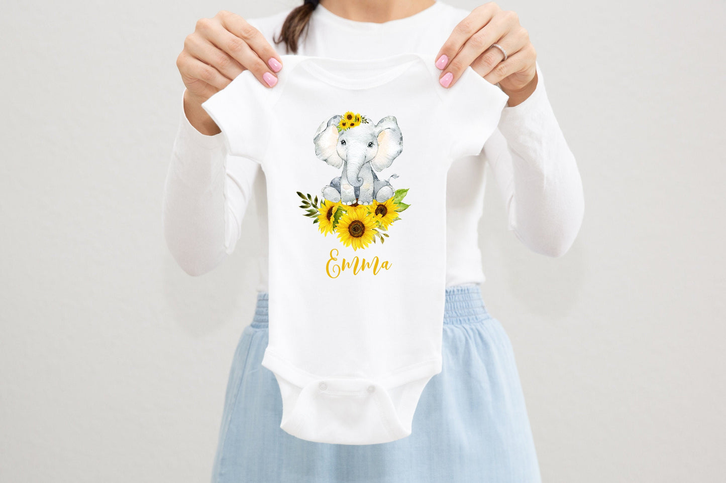 Elephant Baby Bodysuit, Sunflower S20