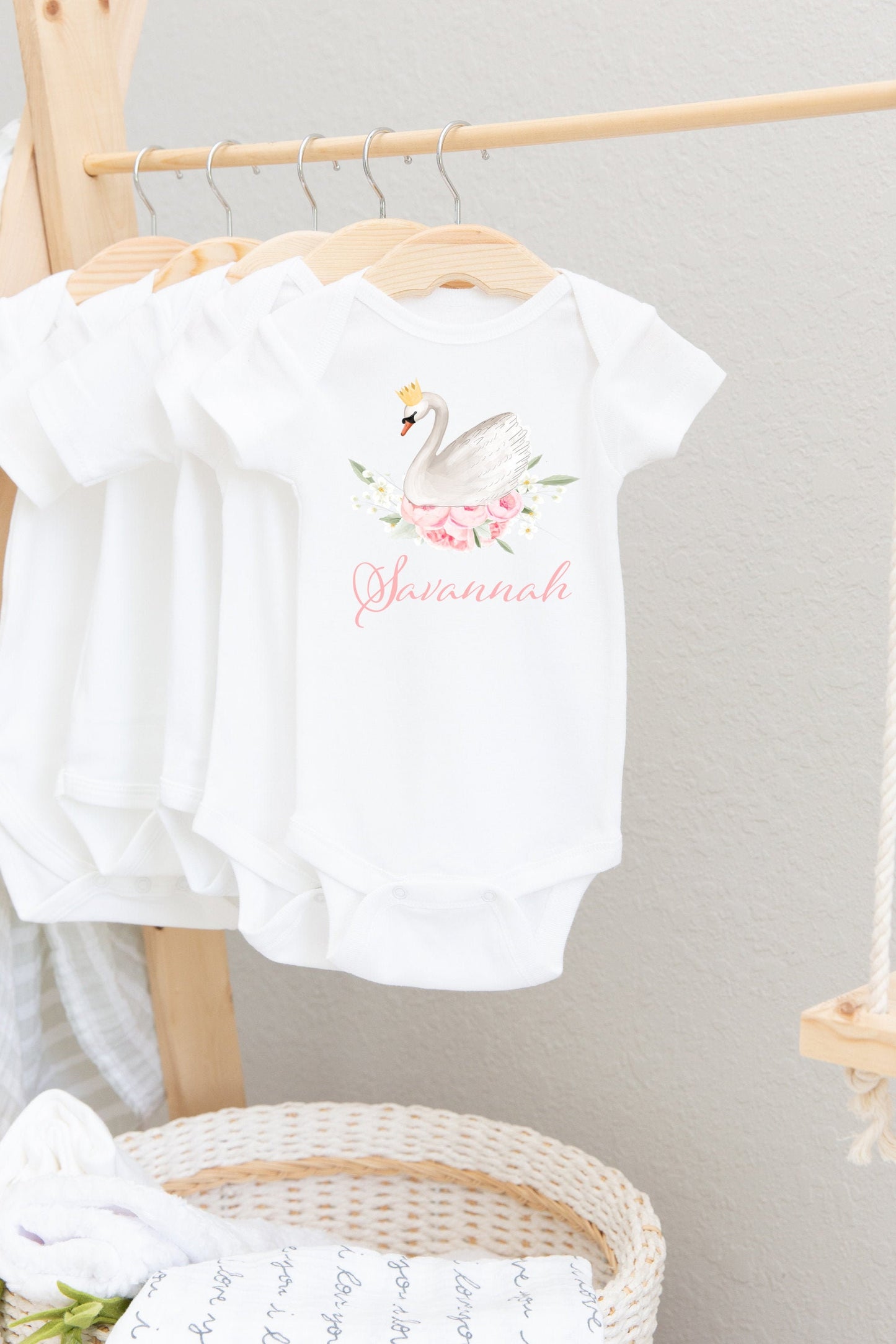 Swan Baby Bodysuit, Peony Princess, G3