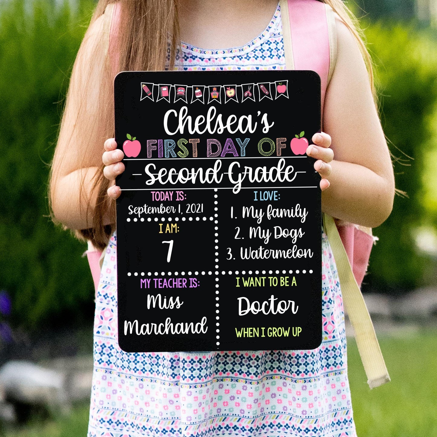 First Day of School Liquid Chalk Sign, Pastel Apple