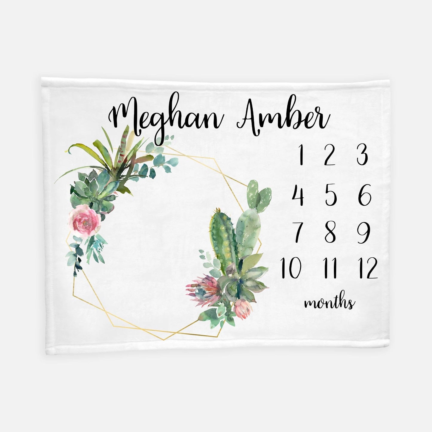 Elegant Cactus Nursery Baby Milestone Blanket