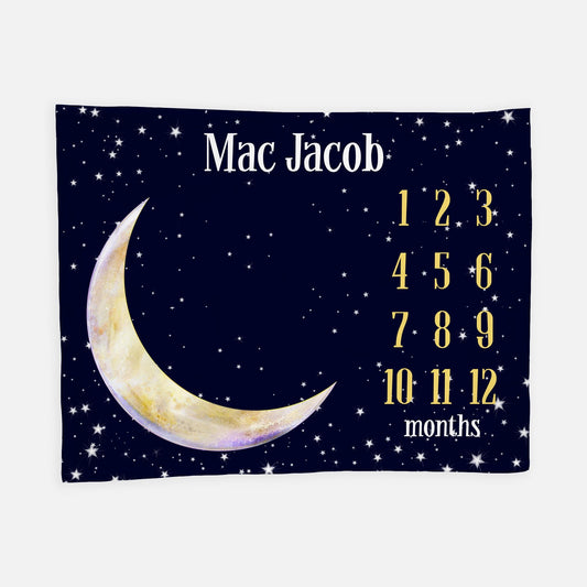 Luna Moon and Stars Baby Milestone Baby Blanket
