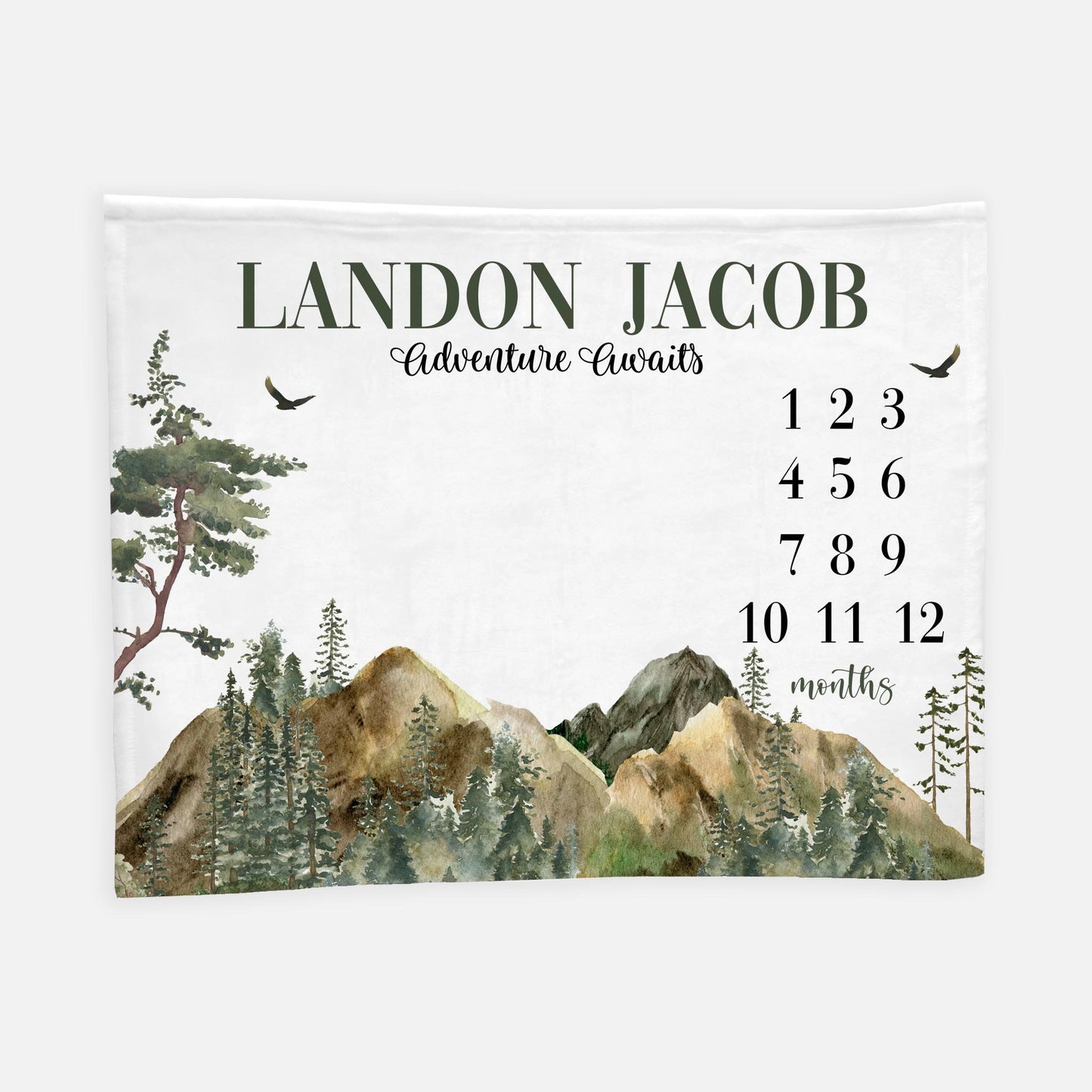 Mountains Baby Milestone Blanket, Adventure Awaits Boy W8