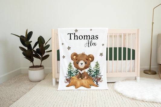 Bear Woodland Animal Baby Blanket, W13