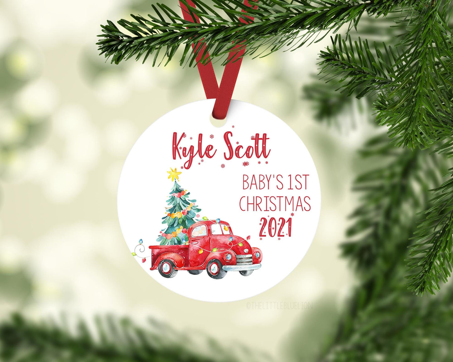 Red Truck First Christmas Ornament,