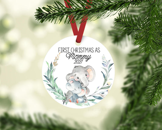 Elephant First Christmas as Mommy Ornament