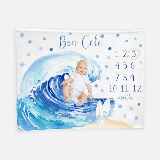 Surfer Milestone Blanket, Ocean Sea Milestone Blanket O1