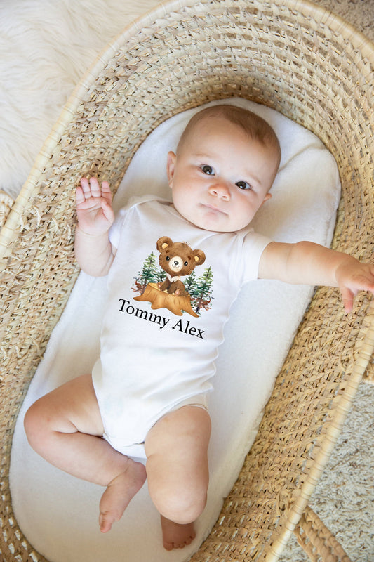 Woodland Bear Baby Bodysuit, W13