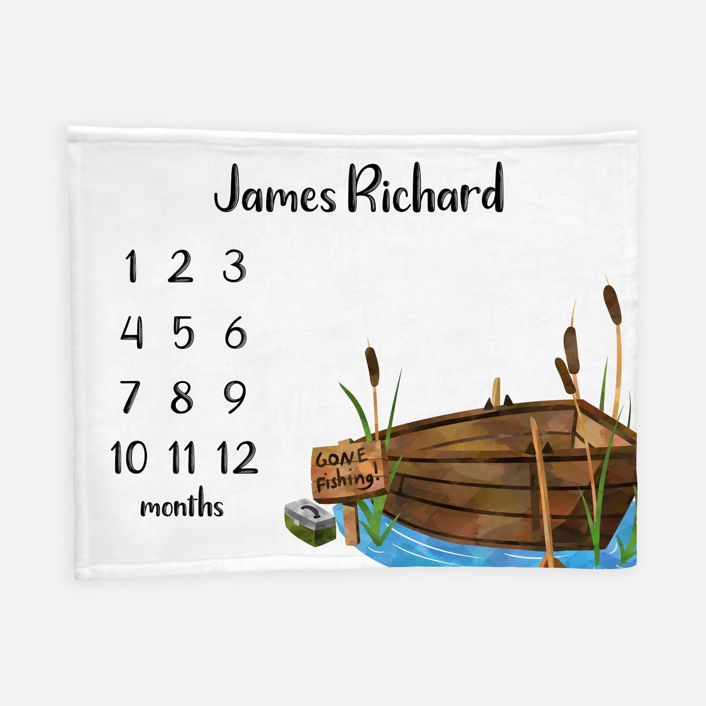 Fishing Baby Milestone Blanket, O13