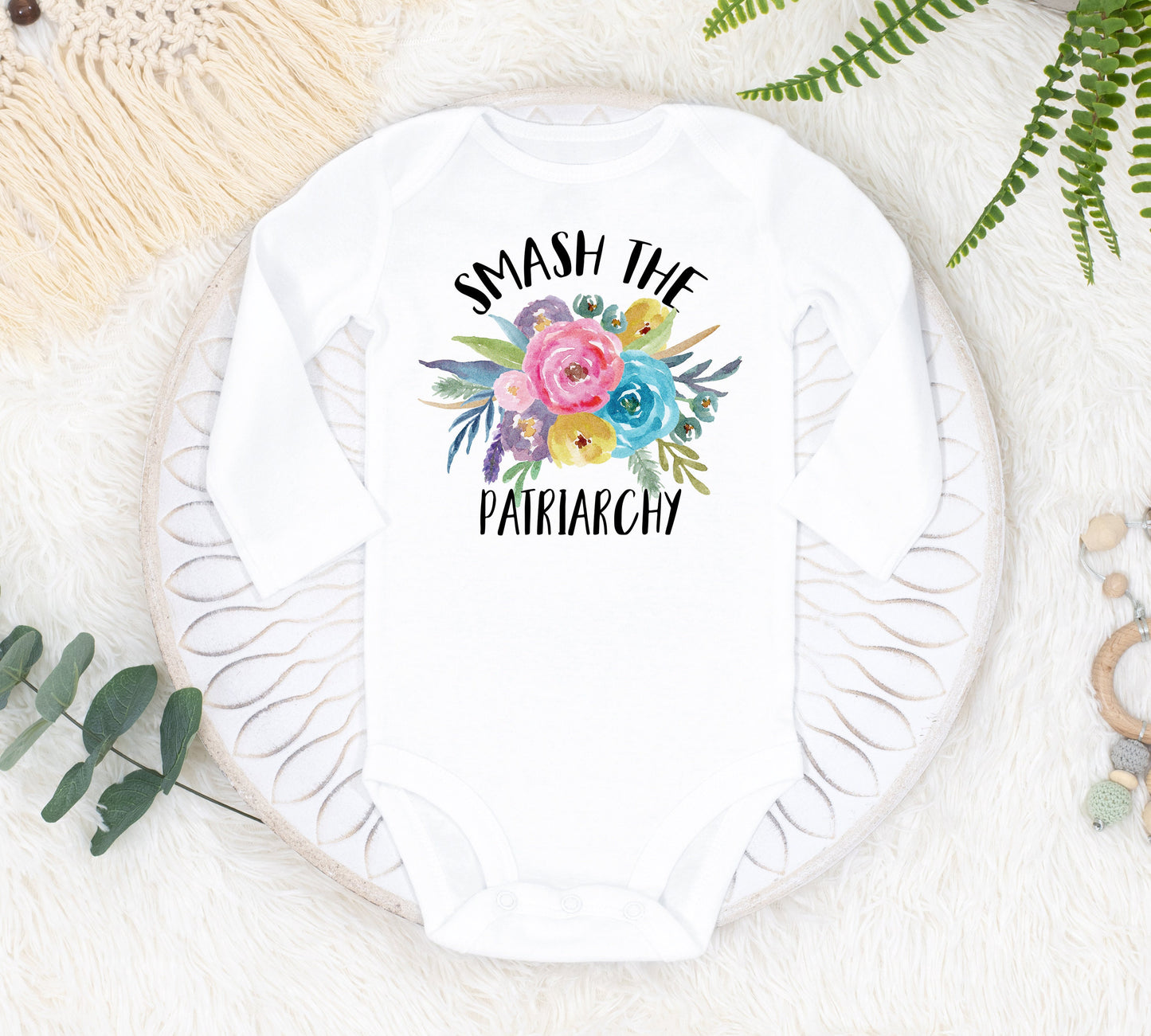 Smash The Patriarchy Baby Bodysuit, Tiny Feminist