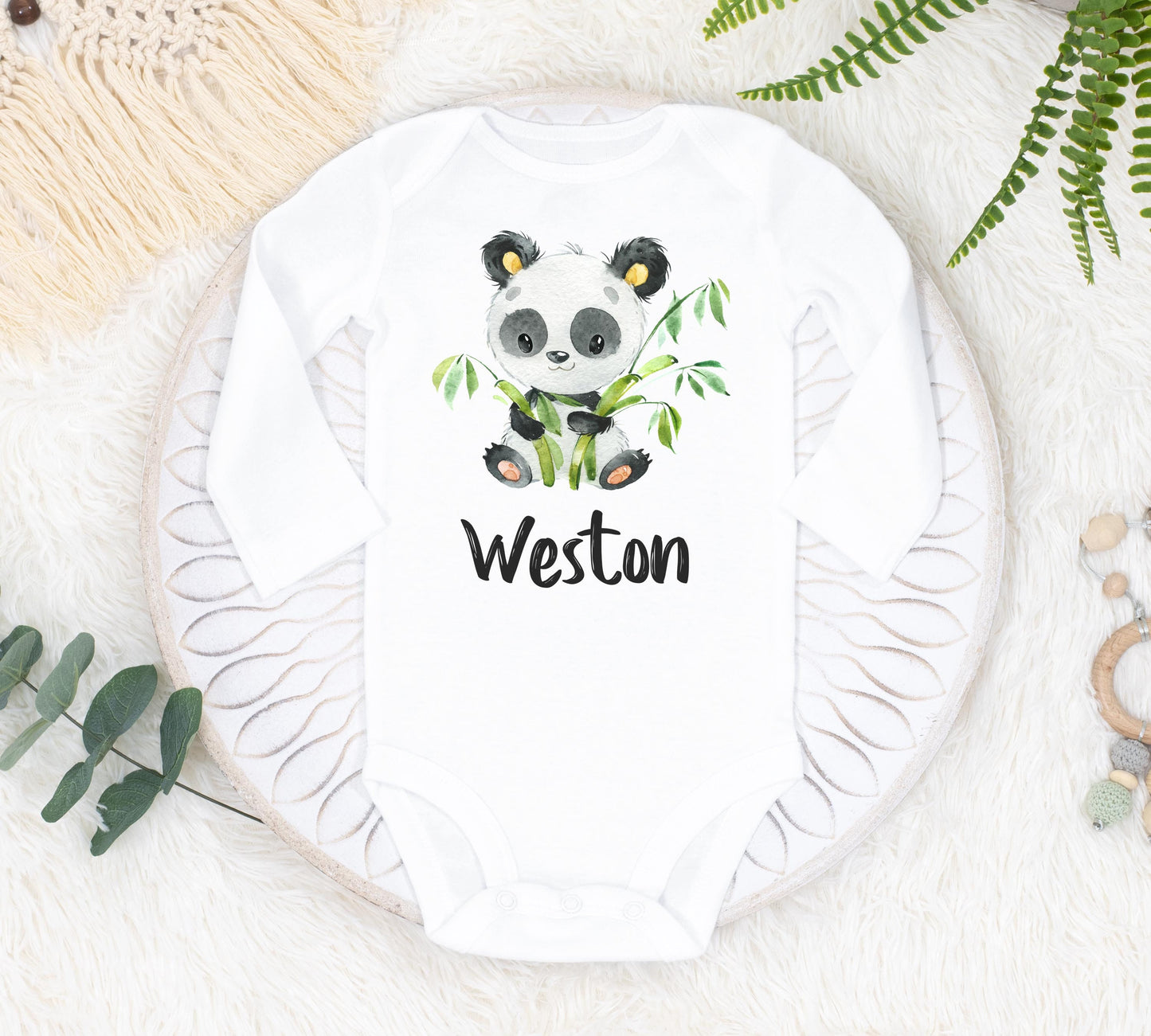 Panda Bear Baby Bodysuit, W19