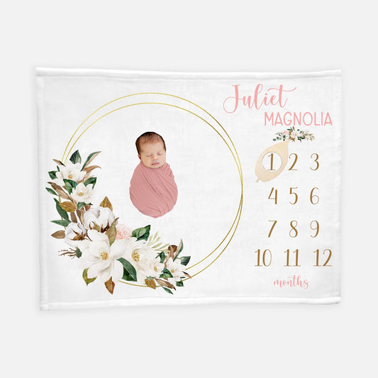 Magnolia Milestone Blanket, Magnolia and Cotton Girl, F2