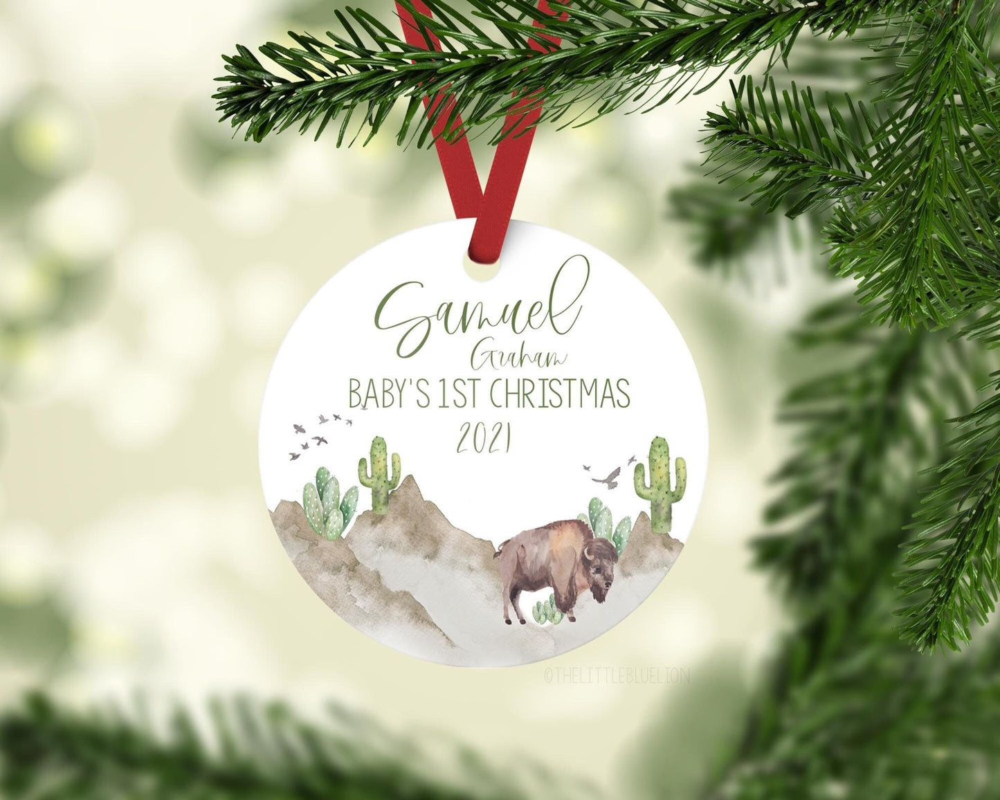 Buffalo Cactus Baby First Christmas Ornament, M12