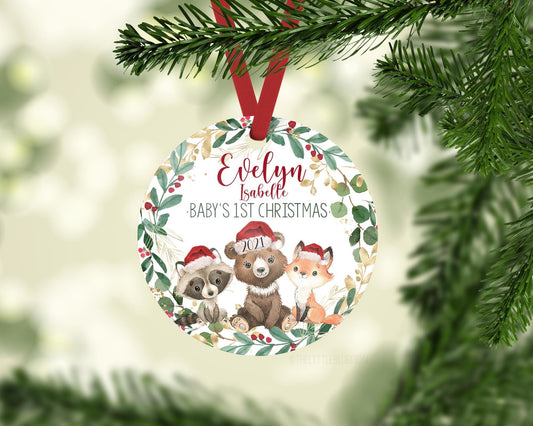 Woodland Baby's First Christmas Ornament, W28 W5