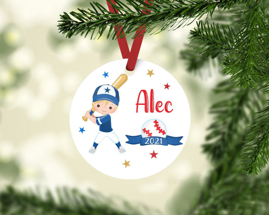 Boy Baseball Christmas Ornament